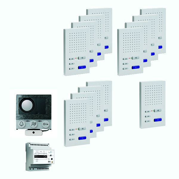 TCS audio:pack Einbau für 13 Wohneinheiten, mit Einbaulautsprecher ASI12000 + 13x Freisprecher ISW3030 + Steuergerät BVS20, PAIF130/004