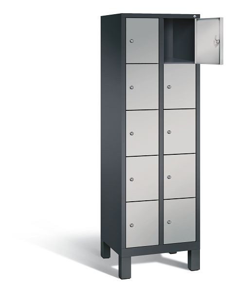 C+P Schließfachschrank Evolo, H1850xB610xT500mm, Farbe: Schwarzgrau / Weißaluminium, 48010-205 S10077