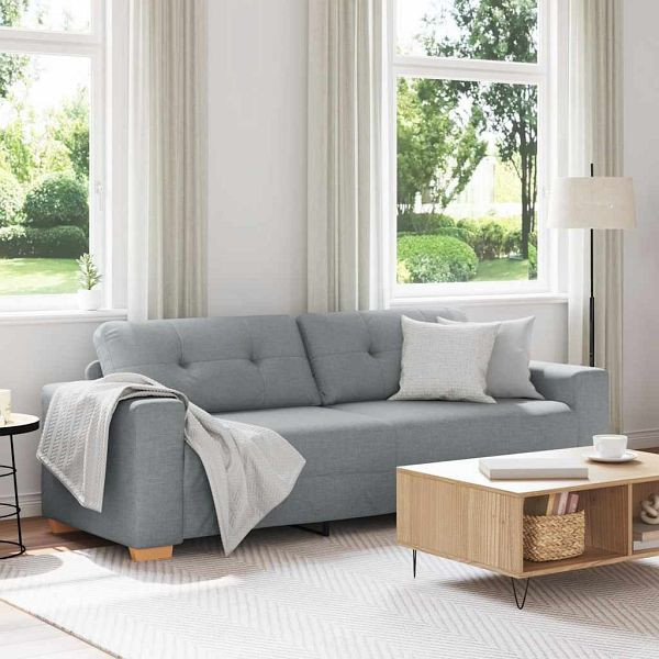 vidaXL 3-Sitzer-Sofa Hellgrau 180 cm Stoff, 4105088