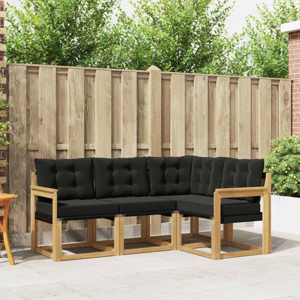 vidaXL Outdoor-Sofagarnitur mit Kissen 4-teilig Weiß und Schwarz, 3389422