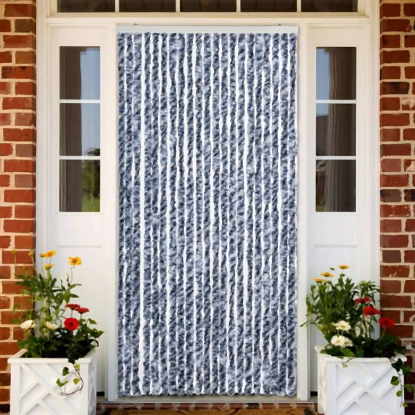 vidaXL Insektenschutz-Vorhang Blau und Weiß 90x200 cm Chenille, 315127