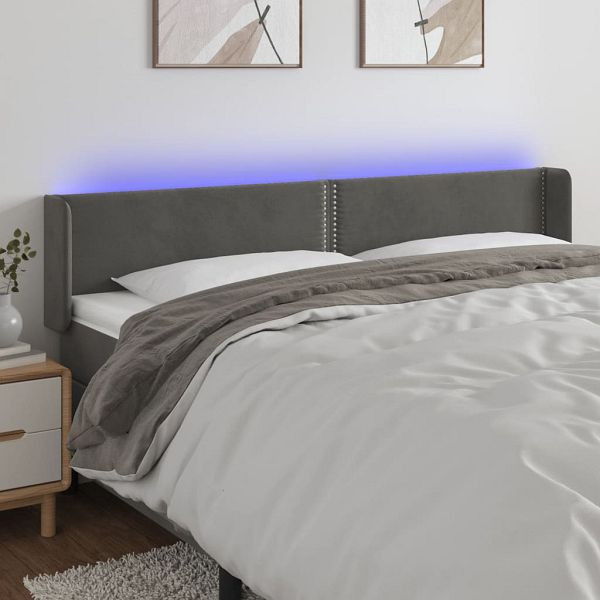 vidaXL LED Kopfteil Dunkelgrau 183x16x78/88 cm Samt, 3123157