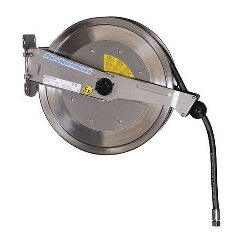 DENIOS Schlauchaufroller EX-05, ohne Schlauch, für Ø 1/2" - 15m Schlauch, Edelstahl, Atex, 209988