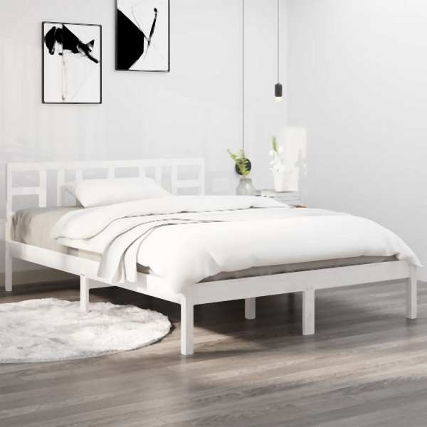 vidaXL Massivholzbett Weiß 150x200 cm, 3105411, 8720287041535