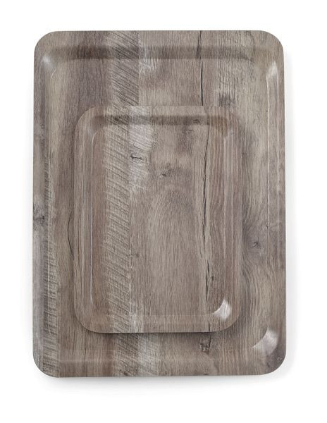 Hendi Serviertablett aus Melamin mit Holzoptik, 370 mm, Holz dunkel, 508954