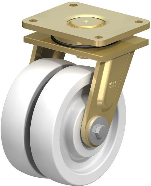 Blickle LSD-SPO 200K-35 Stahlgeschweißte Schwerlast-Doppel-Lenkrolle, schwere Drehkranz-Ausführung, Polyamid, Weiß, 605642