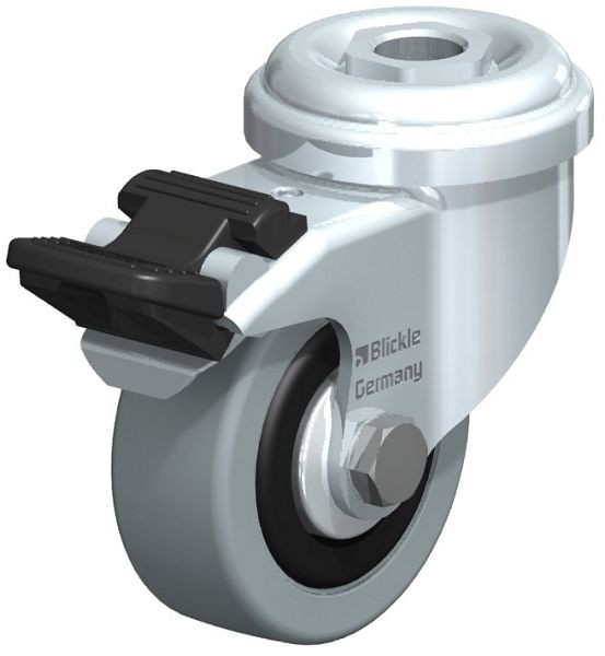Blickle LRA-VPA 50G-FI-FA Apparate-Lenkrolle mit Rückenloch & Feststeller, Vollgummi, Grau, 283408
