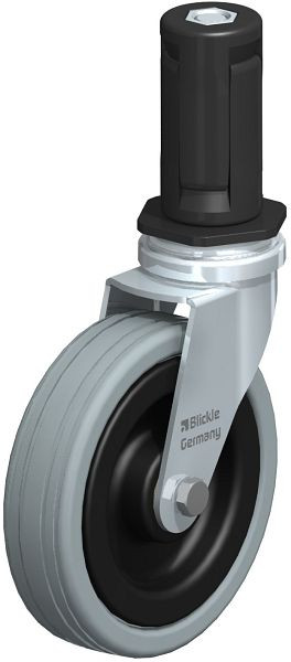 Blickle LRA-VPA 100K-ER04 Apparate-Lenkrolle mit Expander, Vollgummi, Grau, 856352