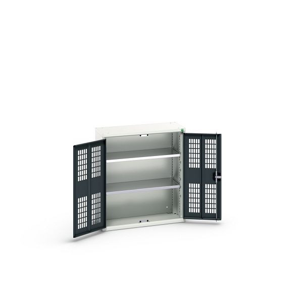 bott verso Flügeltürschrank mit Belüftung, mit 2 Fachböden, BxTxH: 800 x 350 x 900 mm, Lichtgrau / Anthrazitgrau, 16926731.19