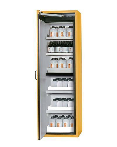 asecos Feuerbeständiger Gefahrstoffschrank, Fach- und Wannenböden, Bodenwannen, gelb, B 596 mm, 224700