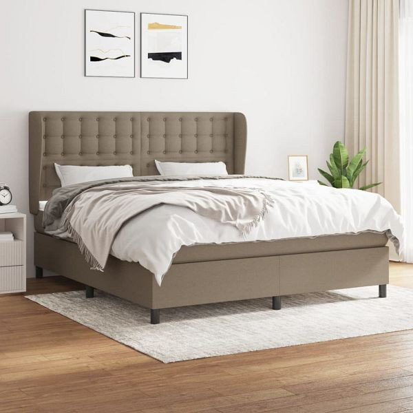 vidaXL Boxspringbett mit Matratze Taupe 160x200 cm Stoff, 3128297