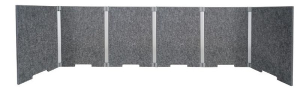 Deskin Tischtrennwand SIENNA faltbar, 6-flügelig, grau, B 2400 x H 500 x T 19 mm, 329779
