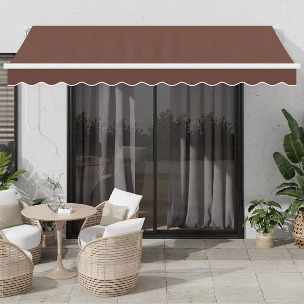 vidaXL Markise Automatisch Braun 350x250 cm, Material: Pulverbeschichtetes Aluminium, Stoff (100% Polyester) mit PU-Beschichtung, 3310205