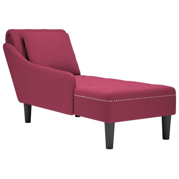 vidaXL Chaiselongue mit Kissen und Rechter Armlehne Weinrot Samt, 4009776