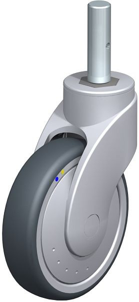 Blickle LWGXE-TPA 126XK-ELS-FK-ZAX51 Kunststoff-Lenkrolle WAVE, rostfrei, mit Zapfen, Thermoplastisches Gummi-Elastomer, Grau, 751818