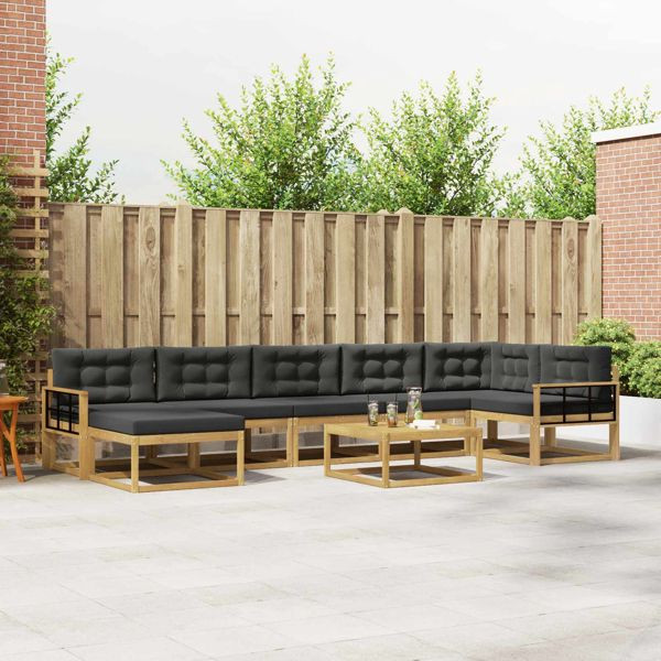 vidaXL Outdoor-Sofagarnitur 8-teilig Weiß und Anthrazit, 3386806