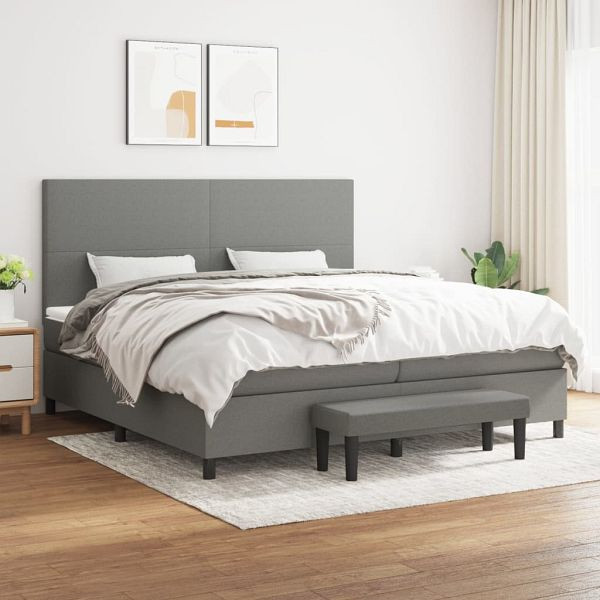 vidaXL Boxspringbett mit Matratze Dunkelgrau 200x200 cm Stoff, 3136462