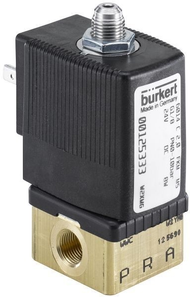 Bürkert 3/2-Wege-Magnetventil, direktwirkend, Typ 6014-C02,0FFMSGM81-5-230/50-08 mit Handbetätigung, 125339