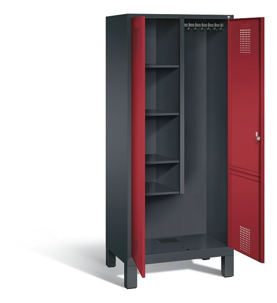 C+P Putzmittel-Spind Evolo, H1850xB810xT500mm, Farbe: Schwarzgrau / Rubinrot, 48110-02 S10087