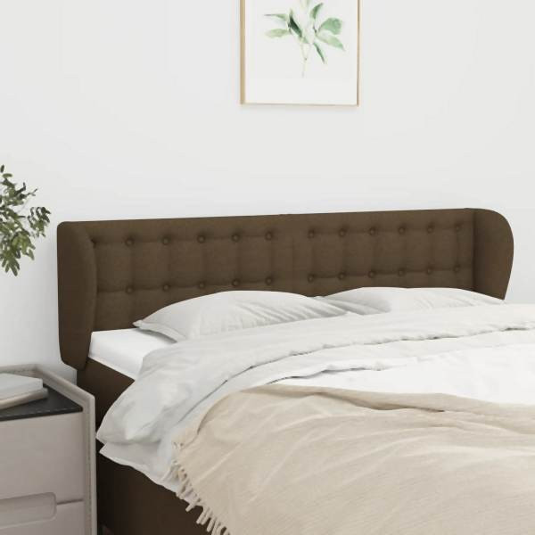 vidaXL Kopfteil mit Ohren Dunkelbraun 147x23x78/88 cm Stoff, 3117579