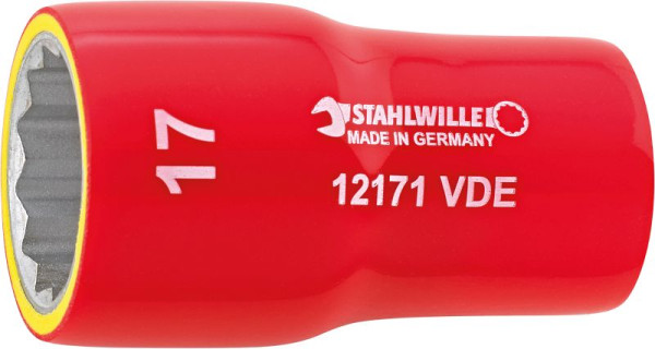 STAHLWILLE 10 mm (3/8") VDE-Steckschlüsseleinsatz Nr.12171 VDE Schlüsselweite 7 mm Länge 42 mm, 02380007
