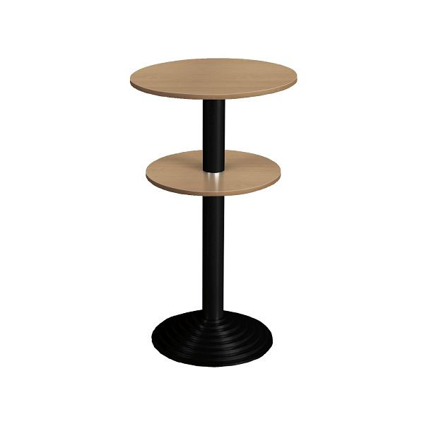 Bisley MULTI Desking Stehtisch, rund, 2 Platten, schwarz, 38 mm, Dekor BC buche, H 740 x D 600 mm, SR206BC333