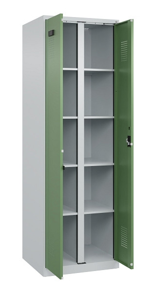 C+P Wäsche-Spind Evolo PLUS, 2 Abteile, 1850x600x500mm, 7035/6011, Verschluss Zylinderschloss, 049002-20B S10037