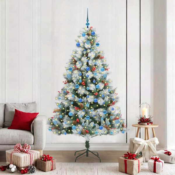 vidaXL Künstlicher Weihnachtsbaum Grün und Weiß 210 cm, 3395195