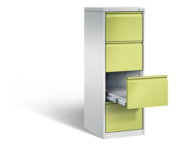C+P Karteischrank Acurado, H1357xB433xT590mm, Farbe: Lichtgrau / Viridingrün, Griffleiste, 12434-321 S10040