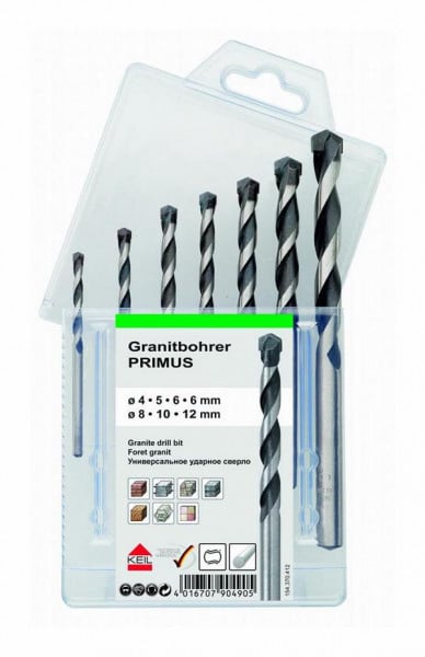 KEIL Schlagbohrer Sortiment Granitbohrer PRIMUS MultiPack 7-teilig, A1.154.370.412