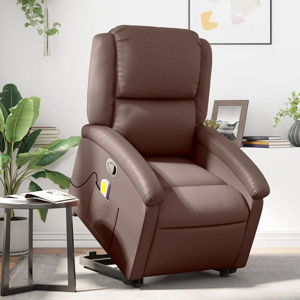 vidaXL Massagesessel mit Aufstehhilfe Braun Kunstleder, 3204235