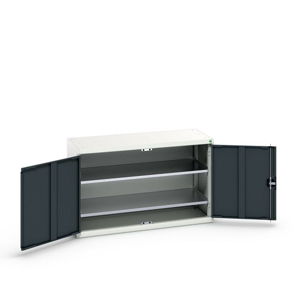 bott verso Flügeltürschrank, mit 2 Fachböden, BxTxH: 1300 x 550 x 800 mm, Lichtgrau / Anthrazitgrau, 16926621.19