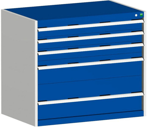 bott cubio Schubladenschrank bestückt mit 5 Schwerlastschubladen BxTxH: 1050 x 650 x 900 mm, RAL 7035/5010, 40021018.11V