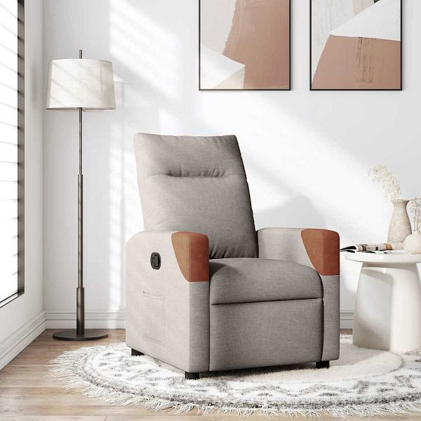 vidaXL Relaxsessel Taupe Stoff, manuelle Liegefunktion, 4104814, 8721158657589