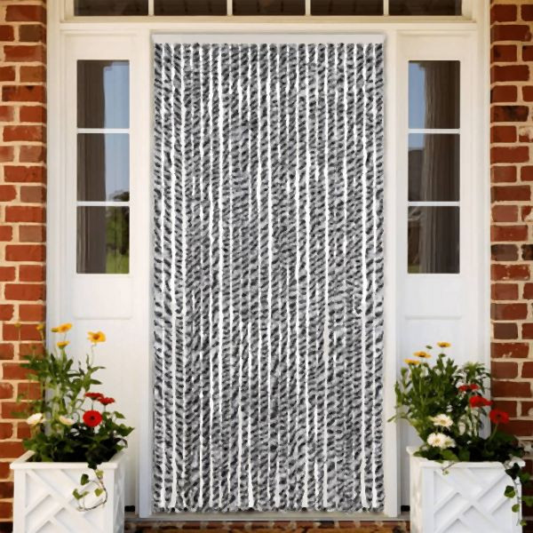 vidaXL Fliegenvorhang Grau, Schwarz und Weiß 100x230 cm Chenille, 377338