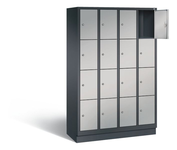 C+P Schließfachschrank Evolo, H1800xB1190xT500mm, Farbe: Schwarzgrau / Weißaluminium, 48020-404 S10075