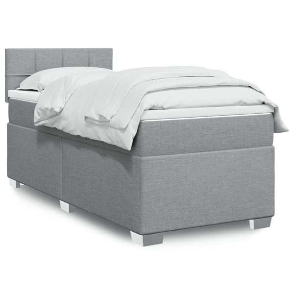 vidaXL Boxspringbett mit Matratze Hellgrau 80x200 cm Stoff, 3285715