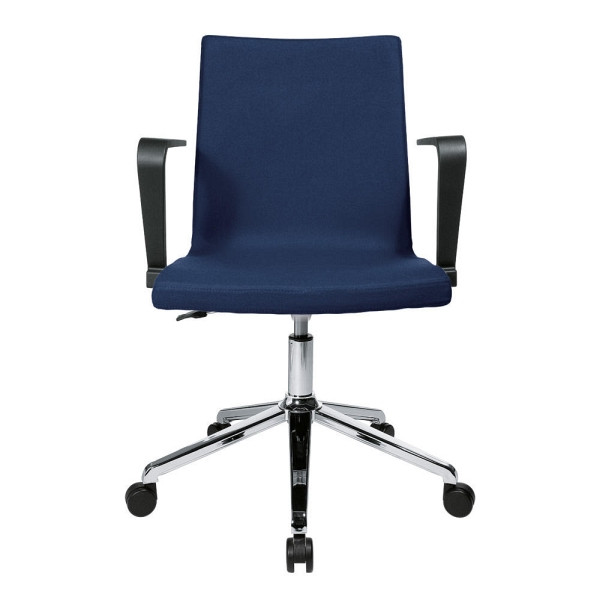 Deskin Besucherdrehstuhl TURN inkl. Armlehnen, Fußkreuz verchromt, Bezug Filz L, Farbe dunkelblau, 270514