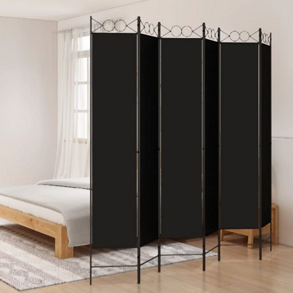 vidaXL 6-teilig Paravent Schwarz 240x220 cm Stoff, 350177