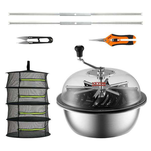VEVOR 19" Erntemaschine Manuell Trimmer Blattschüssel-Trimmer mit Netztasche und 3 Arten von Edelstahl-Klingen, SDSCJ19YCBXGOPPNNV0