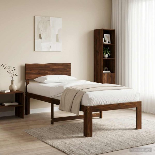 vidaXL Einzelbettgestell mit Kopfteil ROSTOCK Dunkelbraun 90 x 200 cm, 903371