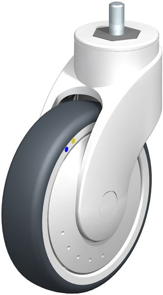 Blickle LWKXE-TPA 126XK-ELS-FK-GSX10 Kunststoff-Lenkrolle WAVE, rostfrei, mit Gewindestift, Thermoplastisches Gummi-Elastomer, Grau, 752333
