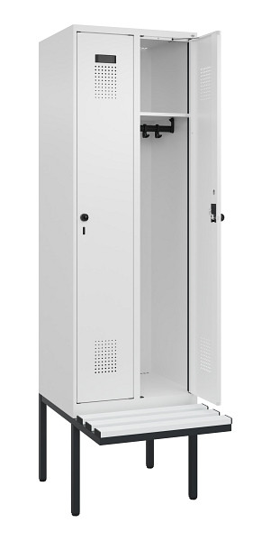 C+P Spind Evolo PLUS, 2 Abteil, 2120x600x815mm, 9016/9016, Drehriegel, Material Sitzfläche Kunststoff, 0490407-20 S10074