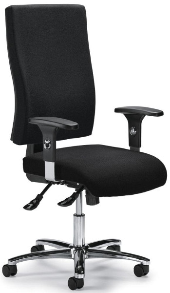 Deskin Bürodrehstuhl COMFORT R BIG DELUXE inkl. Armlehnen, Fußkreuz Stahl inkl. Gasfeder verchromt, Bezug Stoff Basic G, Farbe schwarz, 258389
