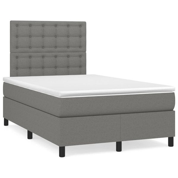 vidaXL Boxspringbett mit Matratze Dunkelgrau 120x190 cm Stoff, 3269910