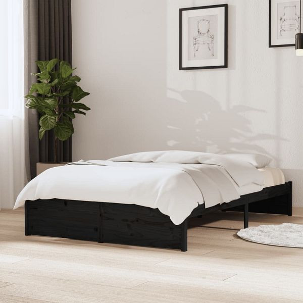 vidaXL Massivholzbett Schwarz 120x190 cm, Material des Bettgestells: Massives Kiefernholz, 814923
