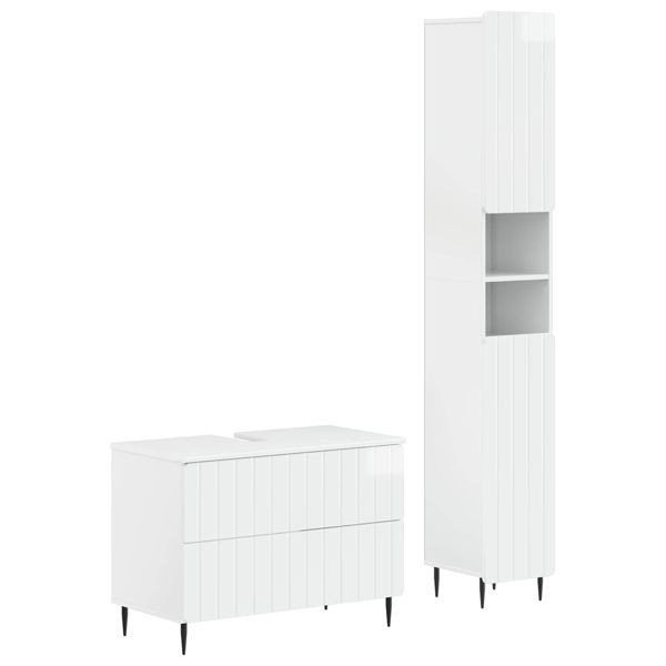 vidaXL 2-teiliges Badezimmer Schrank Set ZWOLLE Hochglanz Weiß, 3417517
