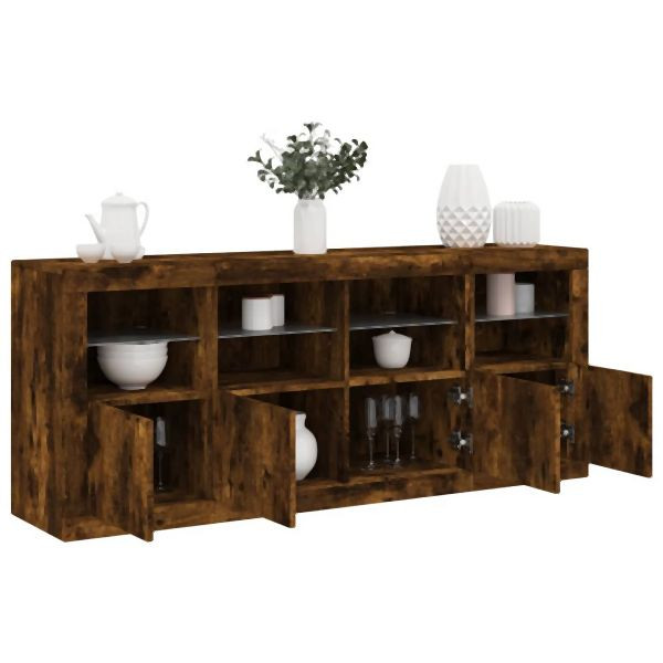 vidaXL Sideboard mit LED-Leuchten Räuchereiche 163x37x67 cm, 3209076