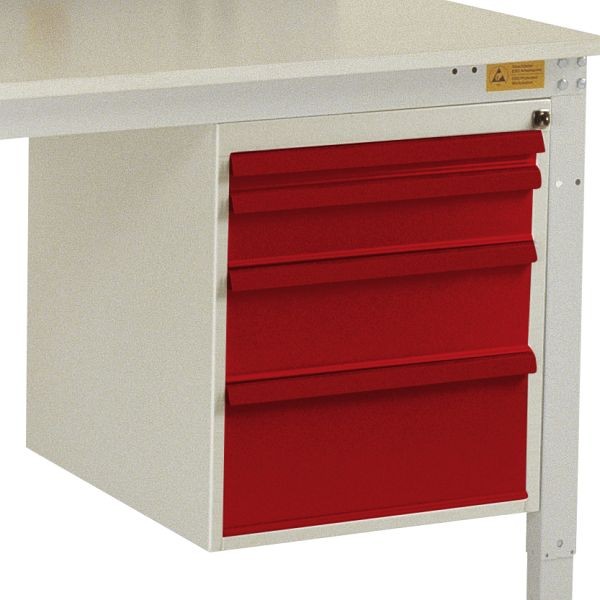 Manuflex ESD-Gehäuse-Unterbau, Nutzhöhe 500 mm mit 4 Schubfächern, für Tischtiefe 1200 mm, Rubinrot, LZ4764.3003