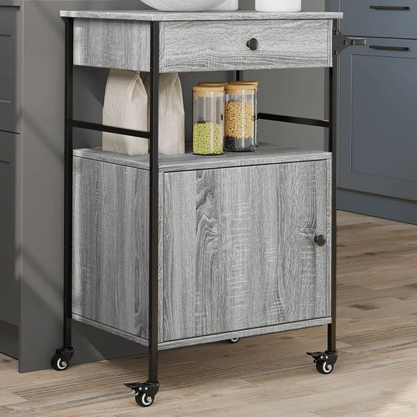 vidaXL Küchenwagen Grau Sonoma 56x43x89,5 cm Holzwerkstoff, 842394